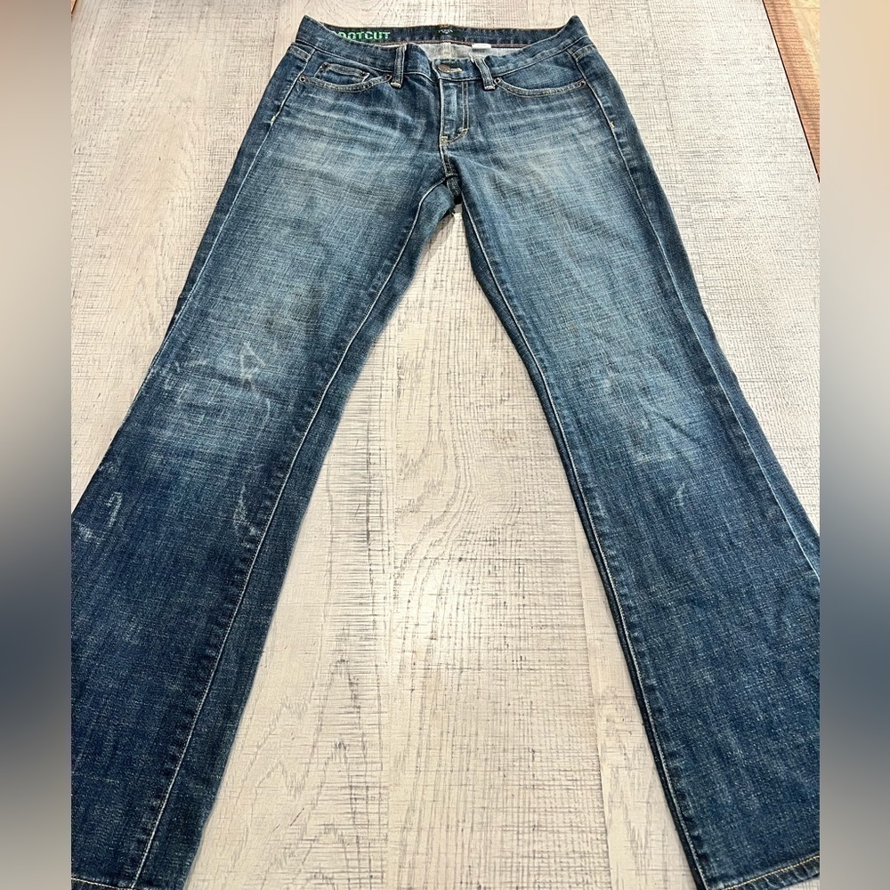 J. Crew Stretch Bootcut Denim Jeans with Distressed Wash Size 27S, 29” inseam - Picture 5 of 8